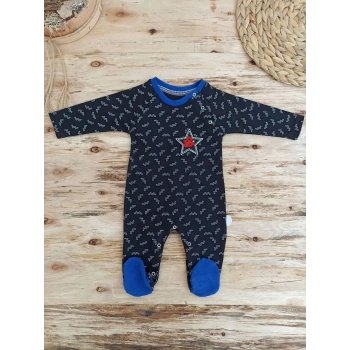 0-3 3-6 6-9 Ay Star Baby Baskılı Çıt Çıt Kapama Erkek Bebek Tulum Siyah