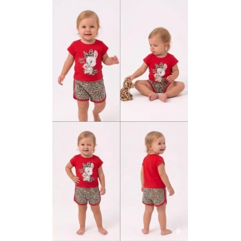 1/4 Yaş Leopar Tavşan Baskılı Çocuk Takımı