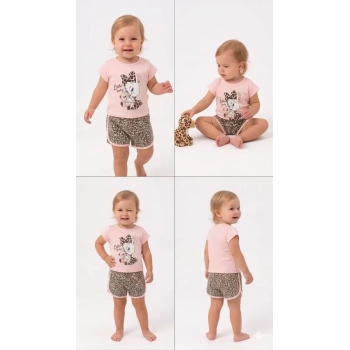 1/4 Yaş Leopar Tavşan Baskılı Çocuk Takımı