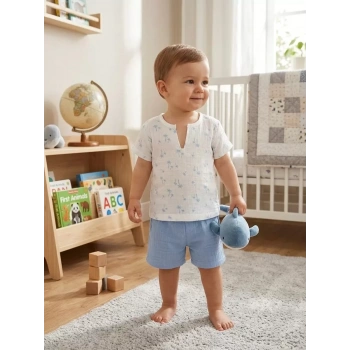 1/4 Yaş Müslin Kumaş Bebek Takımı