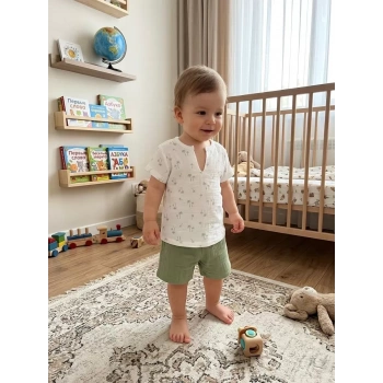 1/4 Yaş Müslin Kumaş Bebek Takımı