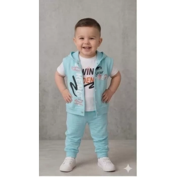 1/4 Yaş Winner Baskılı Yelekli 3lü Çocuk Takımı