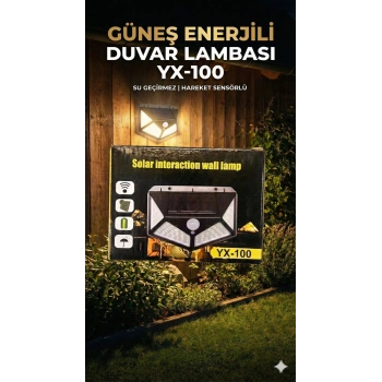 100 Led Dış Mekan Solar Aydınlatma Fotoselli Solar Lamba Hareket Sensörlü
