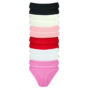 12 Adet Fitilli Pamuklu Kadın Kaşkorse Bikini Külot