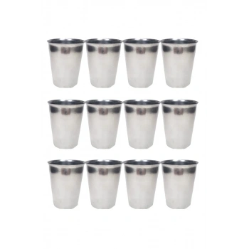12 Adet Paslanmaz Çelik Krom Bardak 9 x 7,5 x 5,5cm