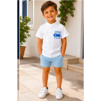 2/10 Yaş Keten Tişört Denim Şort Çocuk Takımı