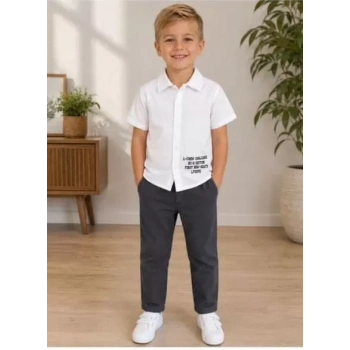 2/10 Yaş Müslin Gömlek Denim Pantolon Çocuk Takımı