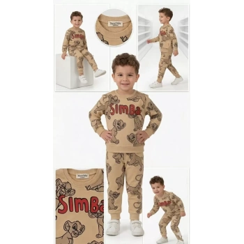 2-5 Yaş Aslan Baskılı Penye Çocuk Takımı