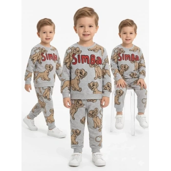 2-5 Yaş Aslan Baskılı Penye Çocuk Takımı