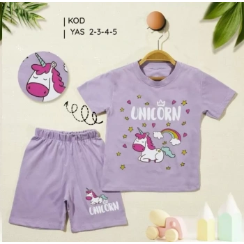 2/5 Yaş Unicorn Baskılı Çocuk Takımı