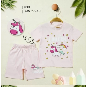 2/5 Yaş Unicorn Baskılı Çocuk Takımı