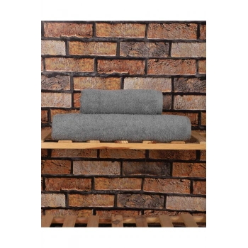 2 Parça %100 Pamuklu Soft Lüx Banyo Havlu Seti Gri