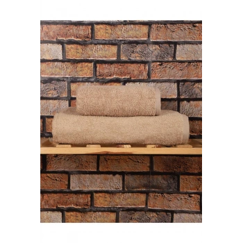 2 Parça %100 Pamuklu Soft Lüx Banyo Havlu Seti Kahve