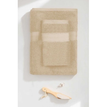 2 Parça Battal Lüks Premium Banyo Spa Havlu Takımı 90x170 Cm Bej
