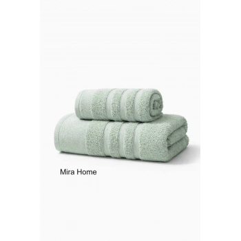 2 Parça Pamuklu Banyo Havlu Seti Ayla Yeşil