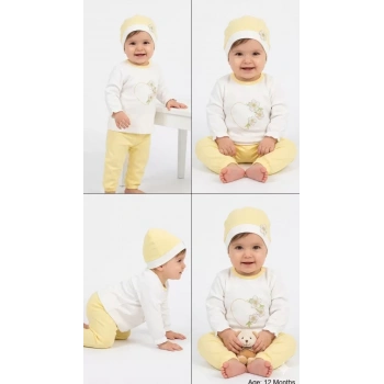 3/12 Ay Şapkalı Pamuk Bebek Takımı