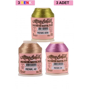 3 Adet Altınbaşak Oya ve Dantel İpi 20 gr - Biçomi - No: 042 - 034 - 656