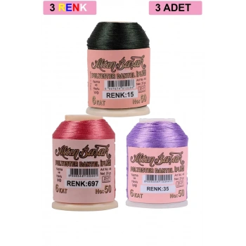 3 Adet Altınbaşak Oya ve Dantel İpi 20 gr - Biçomi - No: 697 - 035 - 015