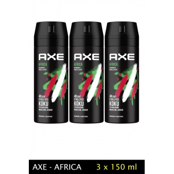 3 Adet Axe Africa Erkek Deodorant Sprey 150 ml