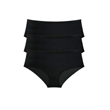 3 Adet Kadın Yüksek Bel Bato Külot Siyah