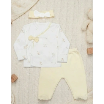 Bistyle 3lü Zıbın Takım Welcome Baby Duck 13104 Sarı-ekru