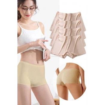 4 Adet Kadın Dikişsiz Görünmez İz Yapmaz Mini Şort Boxer Ten