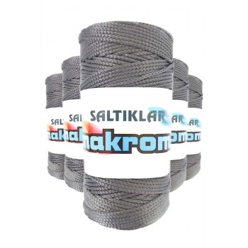 5 Adet Polyester Makrome İpi 423 Gri 100 gr