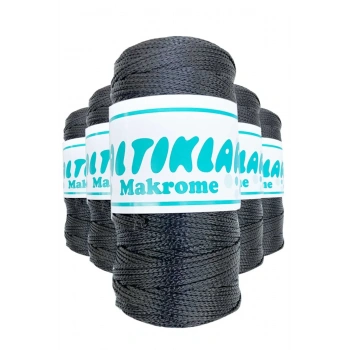 5 Adet Polyester Makrome İpi 68 Füme Gri 100 gr