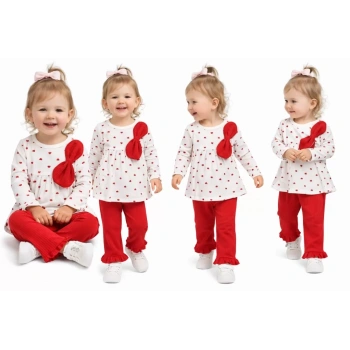 6/12 Ay Kalp Baskılı Penye Bebek Takımı