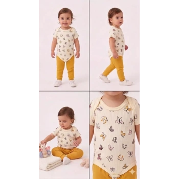 6/18 Ay Baskılı Zıbınlı Penye Bebek Takımı