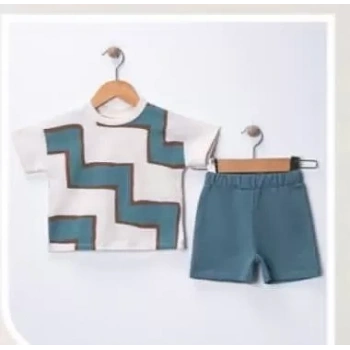 6/18 Ay Geometrik Baskılı Oversize Bebek Takımı