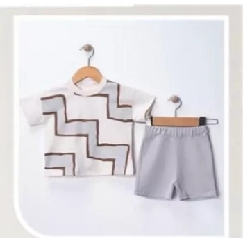 6/18 Ay Geometrik Baskılı Oversize Bebek Takımı