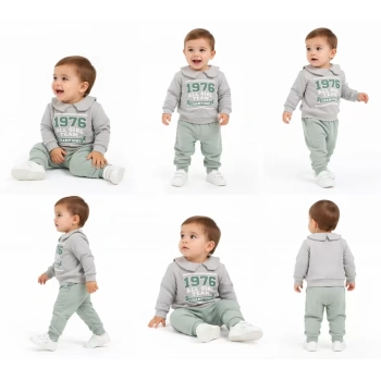 6/24 Ay Bebe Yakalı Penye Bebek Takımı