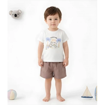 6/24 Ay Gabardin Şort Basic Tişört Bebek Takımı