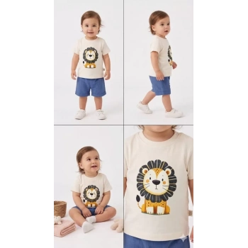 6/24 Ay Keten Şortlu Basic Bebek Takımı