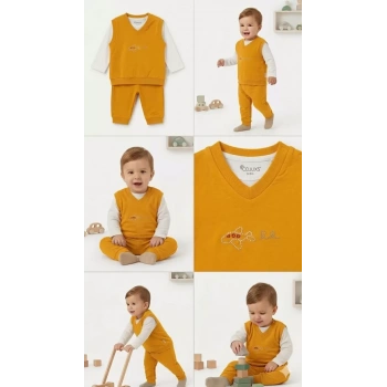 6/24 Ay Yelekli Badyli 3 Parça Bebek Takımı