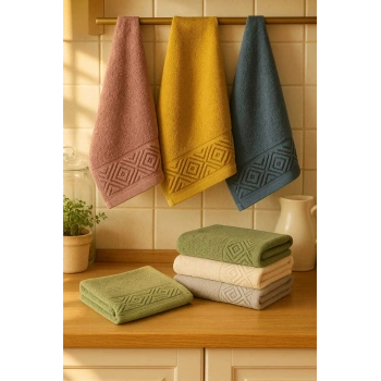 6 Parça Mutfak Havlusu Seti %100 Pamuklu Baklava