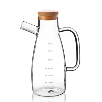 650 Ml Bambu Kapaklı Cam Yağdanlık Biçomi-70086