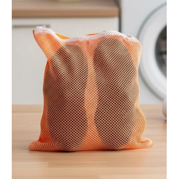 Fermuarlı - Hassas Çamaşır Terlik Ayakkabı Yıkama Filesi Büyük Boy