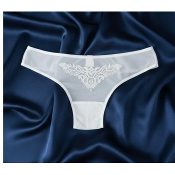 Bicomi Güpürlü Taşlı Beyaz Tül Fantezi Külot