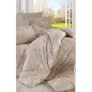 Çift Kişilik Nevresim Takımı Pamuklu Bej Bahar