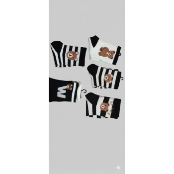 Pamuklu Ayıcık Desenli Patik Kolej Çorap 3 lü Paket