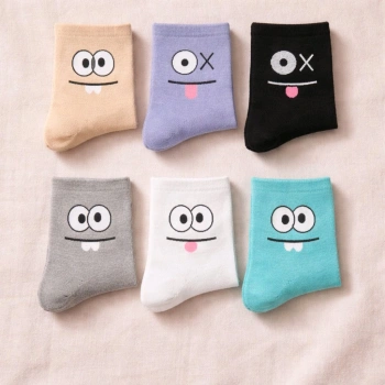 Yüz İfadeli Renkli 2li Kolej Patik Çorap