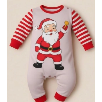 Noel Baba Detaylı Bebek Tulum % 100 Pamuk