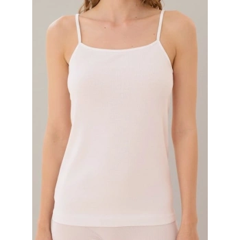 Bicomi İp Askılı Beyaz Ribana Atlet