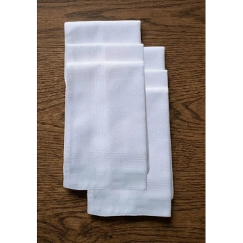 6 lı El Cep Yaka Kumaş Mendil 36x36 Cm 100 Pamuklu TM Beyaz