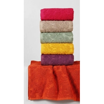 Bicomi 6lı El Yüz Jakarlı Havlu Seti - Doku Desenli %100 Pamuk