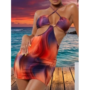 Bicomi Transparan Detaylı ve Omuz Dekolteli Mini Seksi Fantezi Elbise