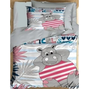 Terleme Karşıtı %100 Pamuklu Tropical Summer Yenidoğan Erkek Bebek Nevresim Takımı