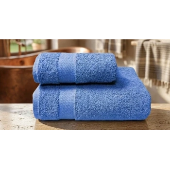 Bicomi Ultra Emici & Hızlı Kuruyan (Quick-Dry) %100 Pamuklu 2’li Banyo Havlu Seti – Mavi